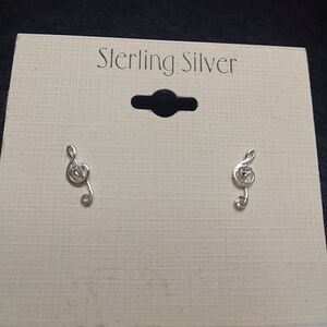 Sterling silver treble clef earrings